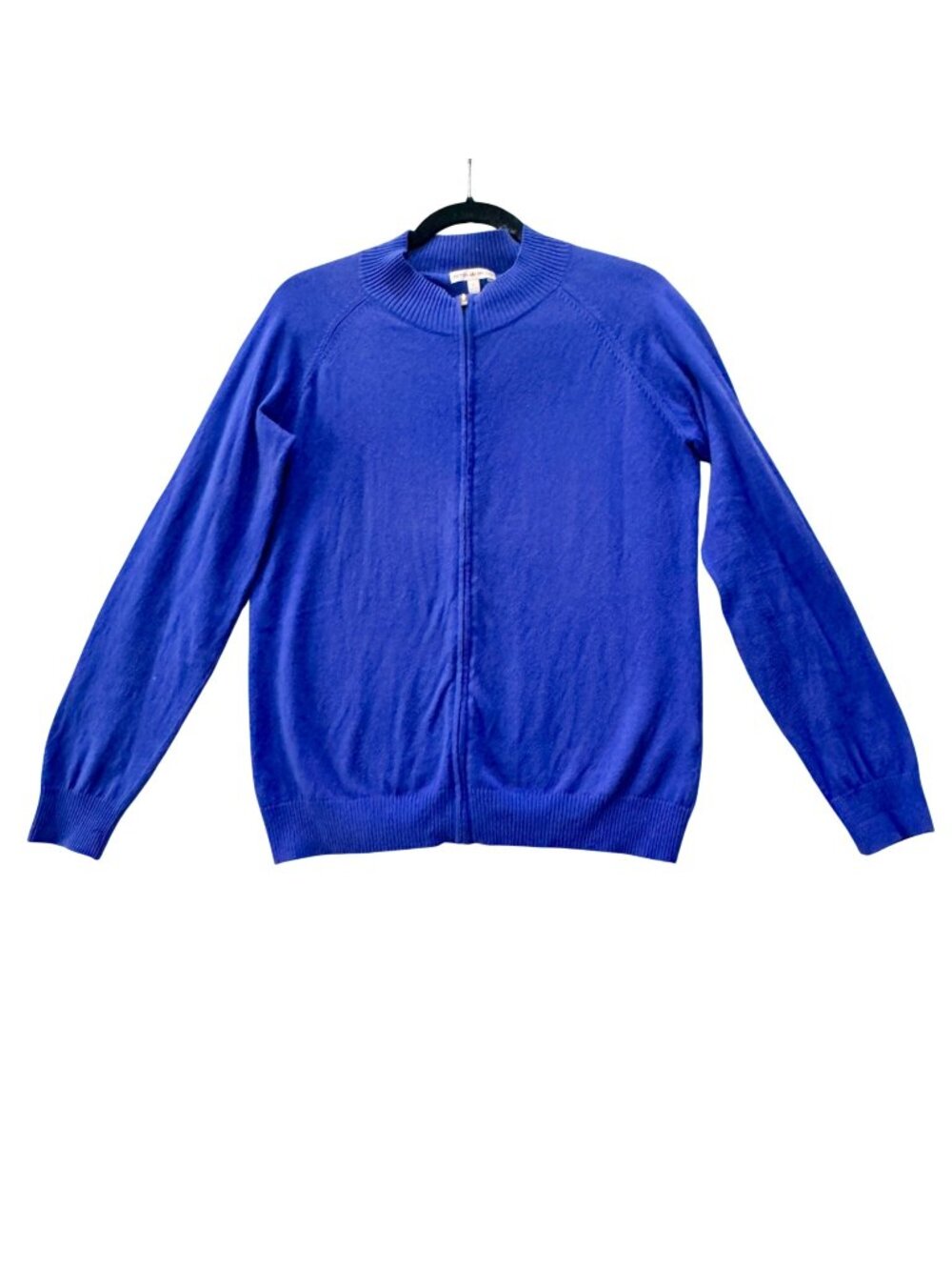 Peter Millar Women's L Cardigan Royal Blue Cotton & Cashmere Zip Summer Sweater